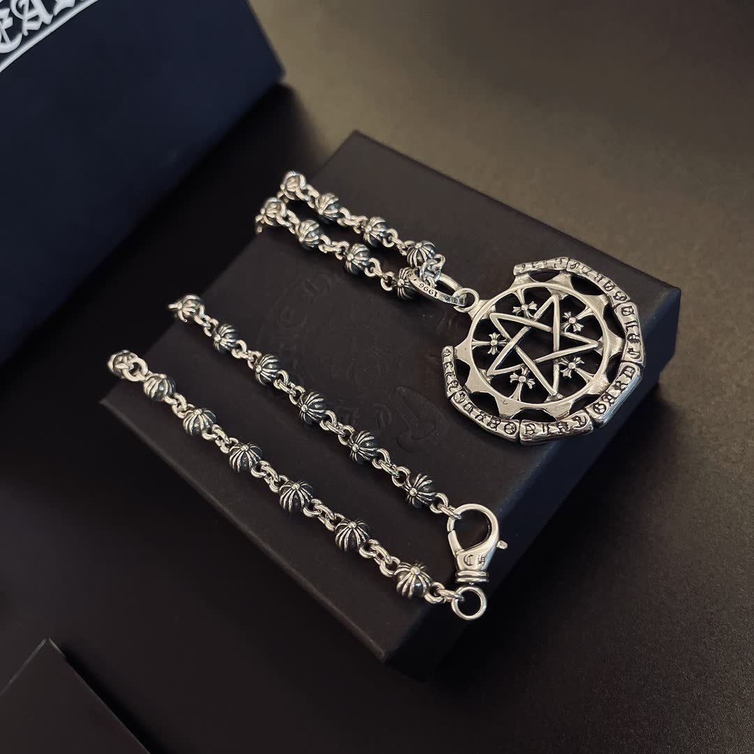 Chrome Hearts Silver Pentagram Pendant Necklace
